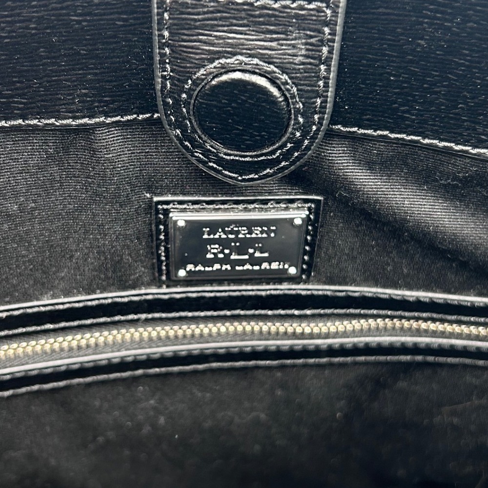 Lauren Ralph Lauren Black White Striped Leather Satchel Tote Bag NEW RLL - Picture 5 of 10